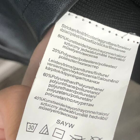 Venus Black Knit Pleather Accent Roll Mock Neck Long Sleeve Goth Sweater Dress - Picture 9 of 11